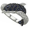 14K White Gold Blue Sapphire Diamond Dolphin Ring
