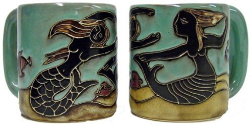One (1) MARA STONEWARE COLLECTION - 16 Ounce Coffee Cup Collectible Dinner Mug - Mermaid Design