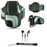 Black Adjustable Deluxe Sportband / Workout Armband with Adaptable Neck Str ....