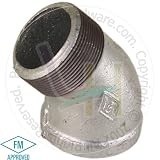 NUSET 1 Malleable Galvanized Iron Street Elbow - 45 Degrees (G121-25)