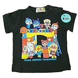 アンパン 天竺 ブロックプリント 半袖Ｔ 綿100 ブラック◇80cm