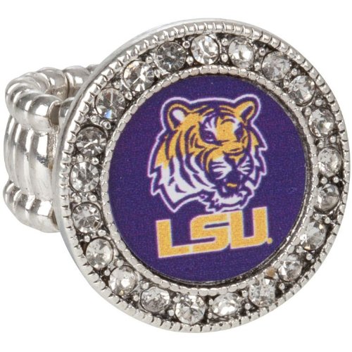 Licensed Louisiana State University Tiger Crystal Studded LSU College Stretch Ring
