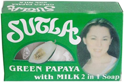 Sutla 2 in 1 Green Papaya Skin Whitening Soap with Milk Vitamins A and D 135 Grams
