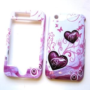 Apple iPhone 3G & 3GS Snap-On Protector Hard Case "Purple Love" Design