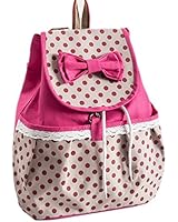 Phenas? Girl's Lovely Sweet Bowknot Leisure Canvas Backpack for Student (Rose)