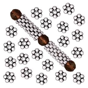 Fine-Silver-Plated-Lead-Free-Pewter-Daisy-Spacer-Beads-3mm-50-