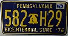 Pennsylvania Bicentennial State '76 License Plate