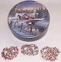Scott's Cakes 1 lb. Dark Chocolate Covered Pretzel with Chocolate Chips & Jimmies in a Sleigh Ride Tin