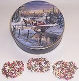Scott's Cakes 1 lb. Dark Chocolate Covered Pretzel with Chocolate Chips & Jimmies in a Sleigh Ride Tin