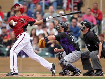 Colorado Rockies v Arizona Diamondbacks, SCOTTSDALE, AZ - FEBRUARY 26: Chris Young Photographic Poster Print by Jonathan Ferrey, 18x24