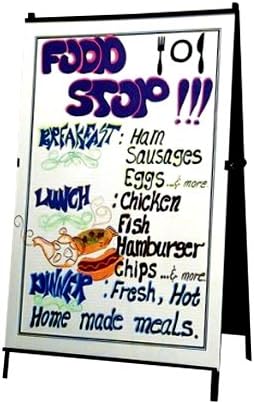 Write-On/Wipe-Off Sidewalk Sign Menu A-Frame with White Background. Includes set of 4 Markers.