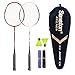 Senston - 2 Player Graphite Badminton Racket Set - Including 1 Badminton Bag/2 Rackets/2 Badminton /2 Grip