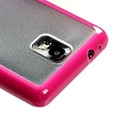 Clear/ Solid Hot Pink Gummy Hard Protector Cover Case For Samsung Infuse 4G ....