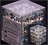 Chessex Borealis 12mm d6 Aquerple w/Black Dice Block 36 Dice
