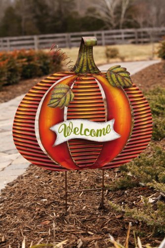 Pumpkin Garden Stake,Metal,20x2x29 Inches,Assorted 3 On Sale