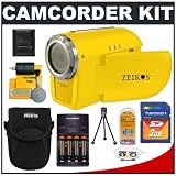 Zeikos Digital Video Camcorder with Color Preview LCD Screen (Yellow) + 2GB Card + Case + Batteries + Tripod + Accessory Kit