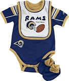 St. Louis Rams Newborn Creeper, Bib and Bootie Set