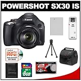 Canon PowerShot SX30 IS 14.1 MP Digital Camera with 8GB Card + Battery + Ca ....