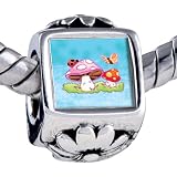 Pugster Pandora Style Bead Mushrooms Butterfly Beads Fits Pandora Bracelet