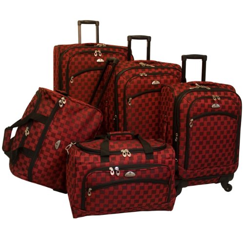 American Flyer Madrid 5 Piece Spinner Luggage Set - Red