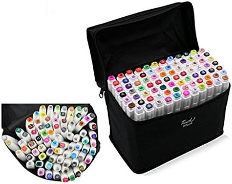 80 Different Colors Art Sketch Permanent Colored Marker Set, Broad Fine Twin Tips, Touch Five Alcohol Graphic Coloring Marker Pens(General,white rod)