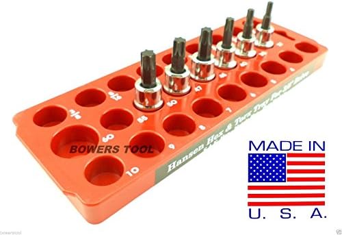 Hansen 3/8" Drive Torx &amp; Hex Socket Organizer Tray Rack Holder Metric SAE USA
