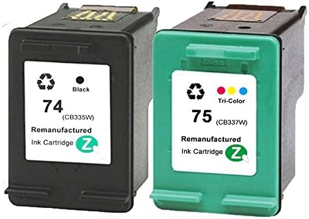 QUIMOOZ Remanufactured for HP 74 and HP 75 CB335WN CB337WN Ink Inkjet Printer Cartridge Replacement Combo Pack Work for Deskjet D4260 D4263 D4268 (1 Black, 1 Color)