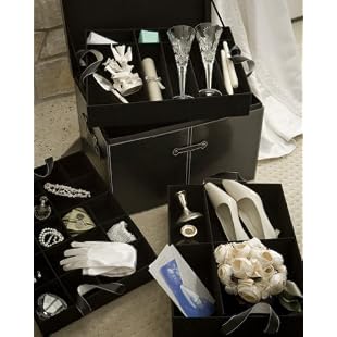 Wedding Keepsake Storage Chest with Three Velvet Covered Trays