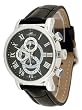 Adee Kaye Men's XT Stainless Steel with Black Leather Strap Chronograph Watch Model AK-6200-M
