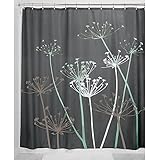 InterDesign Thistle Fabric Shower Curtain, 72 x 72-Inch, Gray/Mint
