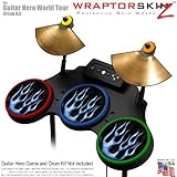 Metal Flames Blue Skin by WraptorSkinz fits Guitar Hero 4 World Tour Drum Set for Nintendo Wii, XBOX