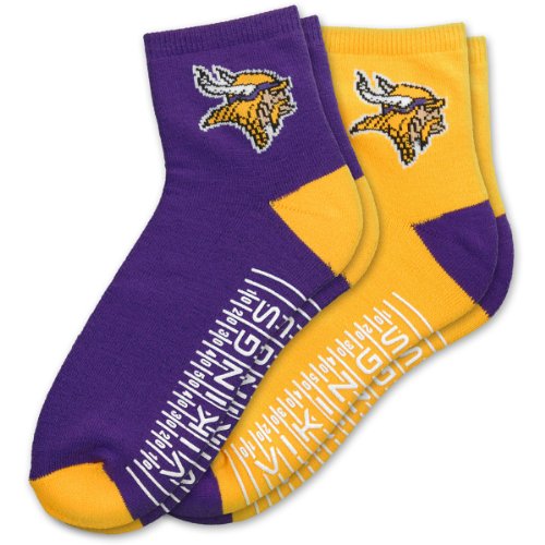 For Bare Feet Minnesota Vikings Men's Slipper Socks - Pack of 2 - Minnesota Vikings Large