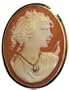 Goddess Diana, Cameo Pin Pendant Master Carved, 14k Gold with Diamond Necklace