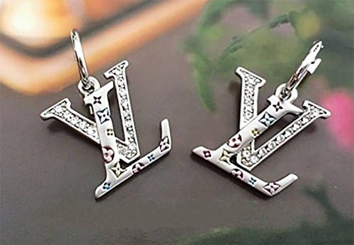 Sterling Silver LV Earrings , Gilt metal Beautiful refinement.