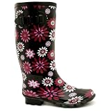 Spy Love Buy Flat Snow Rain Buckle Wellies Wellington Knee High Boots "Luz"