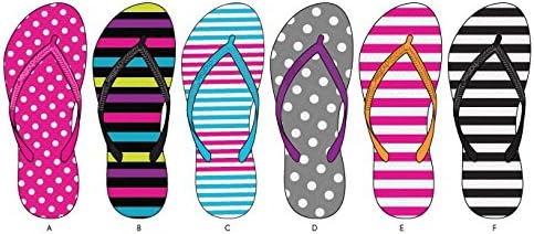 Wholesale Ladies 72 Pairs Stripe & Polka Dot Flip Flops