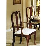 Beautiful Set Of 2 Cherry Finish Queen Ann Arm Chairs