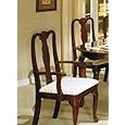 Beautiful Set Of 2 Cherry Finish Queen Ann Arm Chairs