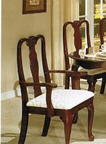 BEAUTIFUL SET OF 2 CHERRY FINISH QUEEN ANN ARM CHAIRS
