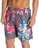 Reebok Men's Scroll Works Print Watershort, Charcoal Black, Large