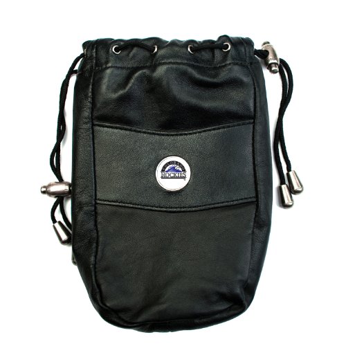 MLB Colorado Rockies Leather Valuables Pouch, Black