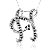 51hL7RKM51L. SL160  14k White Gold Alphabet Initial Letter H Black Diamond Pendant Necklace 0.20 carat