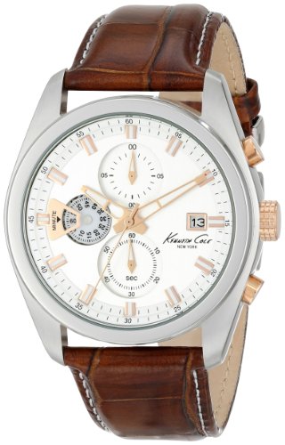 Kenneth Cole New York Men's KC8042 Dress Sport Round Chronograph Brown Strap Analog Watch