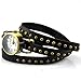 Retro Watch Women's Punk Wrap Genuine Leather Fashion Watch Rivet Black Strap