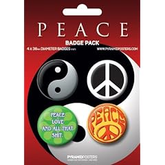 PEACE - BP 27 - 4 St�ck Big-Buttons Badge pack Symbole - Gr�sse �3,8 cm