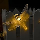 CrazyFire 30球6mソーラー LEDクリスマスイルミネーションライト　屋外 防雨 パーティー・イベント装飾品 (トンボ, イエロー)