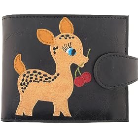 Buy Lavishy Baby Deer and Cherries Bi-fold Wallet Black by Lavishy