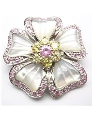 Cz Pink Yellow Flower Pearl Pin