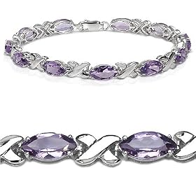11.00 Carat Genuine Amethyst Silver Bracelet by JewelzDirect