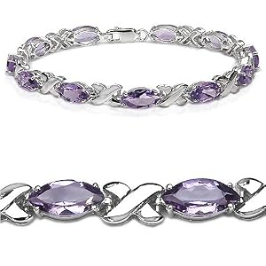 11.00 Carat Genuine Amethyst Silver Bracelet by